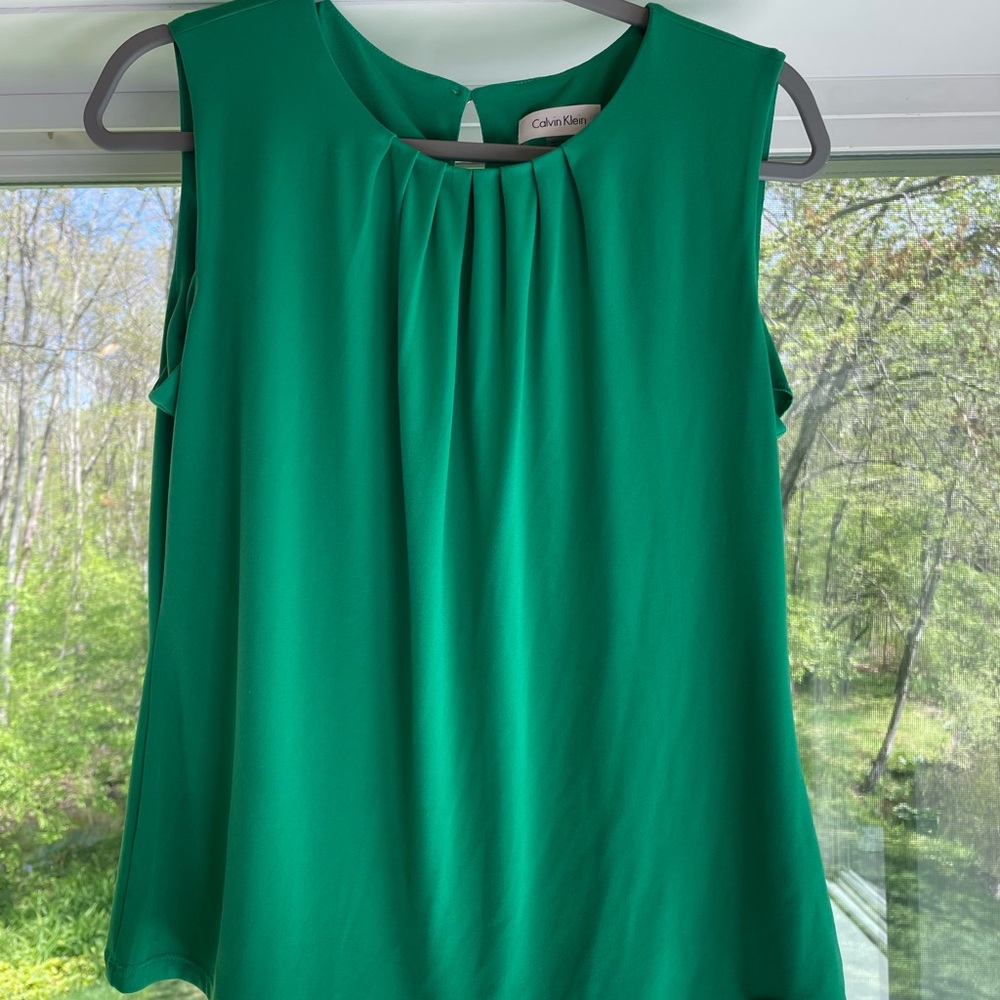 Calvin Klein Green Pleated Blouse